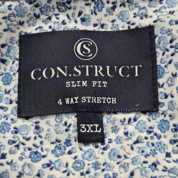 2/$30 Con.Struct Blue Liberty Floral Slim Fit Stretch Shirt 3XL - Picture 4 of 7